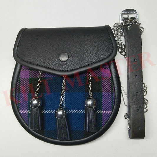 Pride Of Scotland Tartan Leather Sporran with Chain