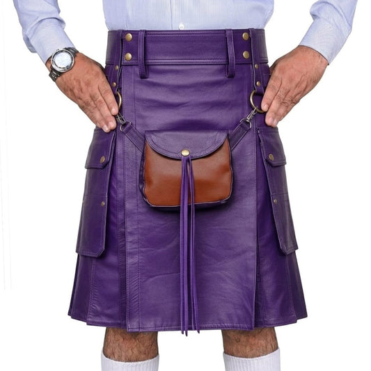 Purple Leather Utility Kilt