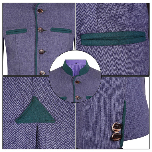 Purple Tweed Germen Bavarian Trachten Jacket 