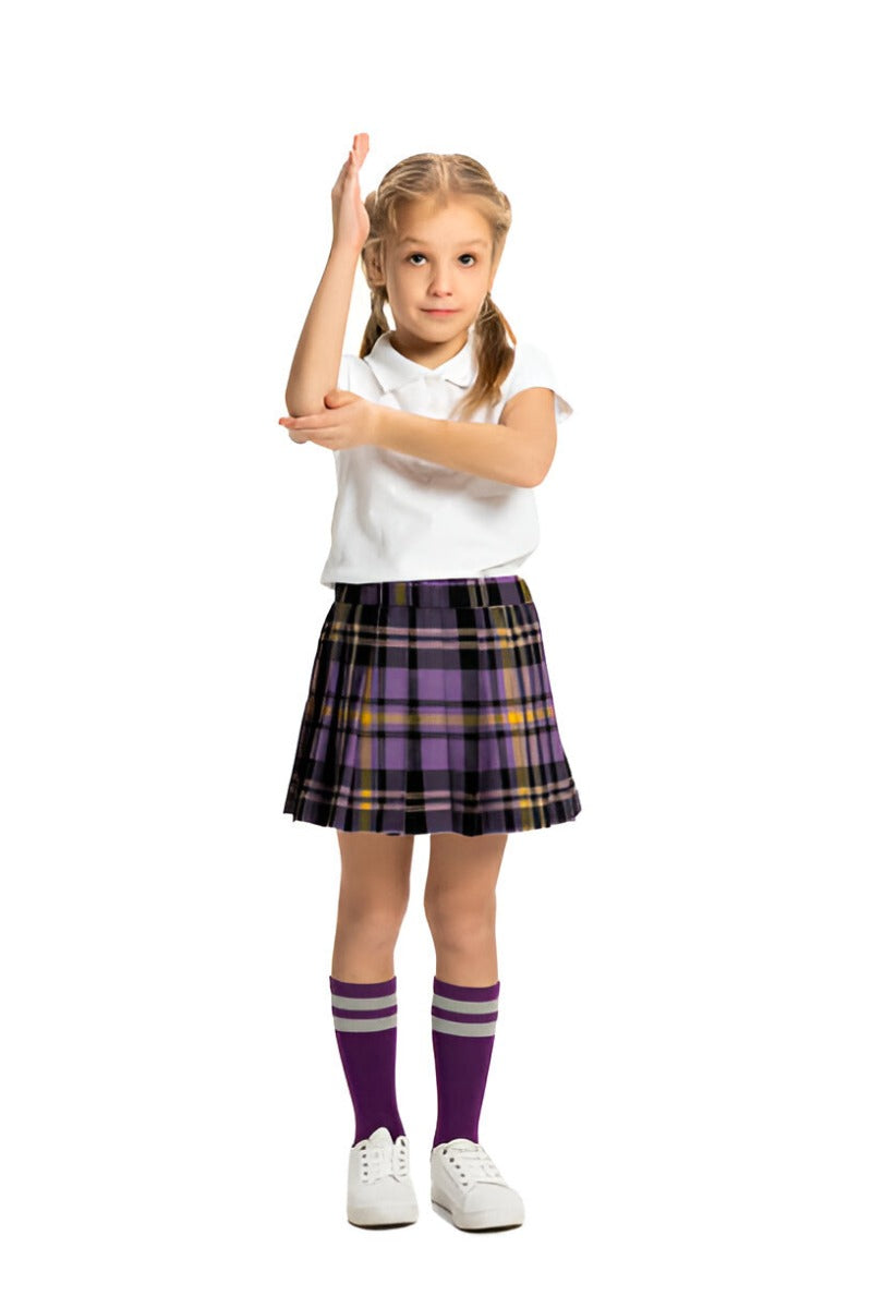 Purple and Yellow Tartan Skirt Front