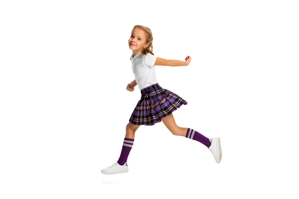 Purple and Yellow Tartan Skirt Left