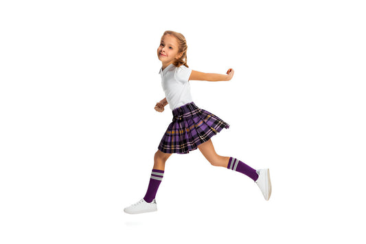 Purple and Yellow Tartan Skirt Left