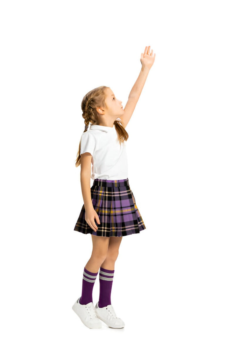 Purple and Yellow Tartan Skirt Right