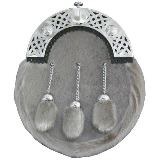 Real Rabbit Fur Sporran Grey