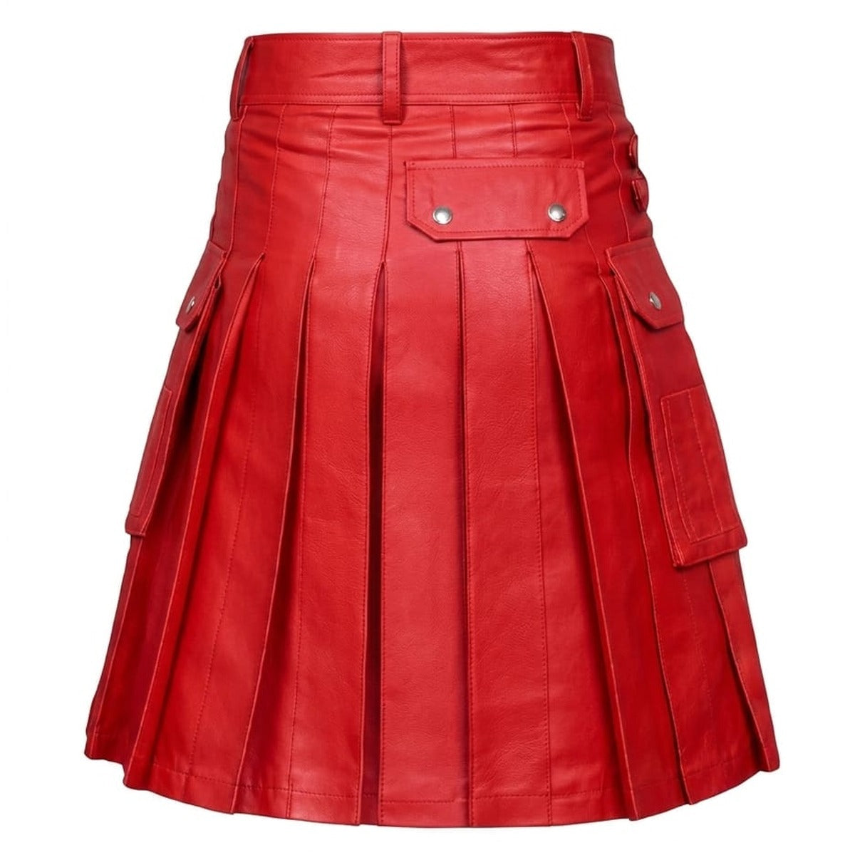 Red Leather Utility Kilt Back