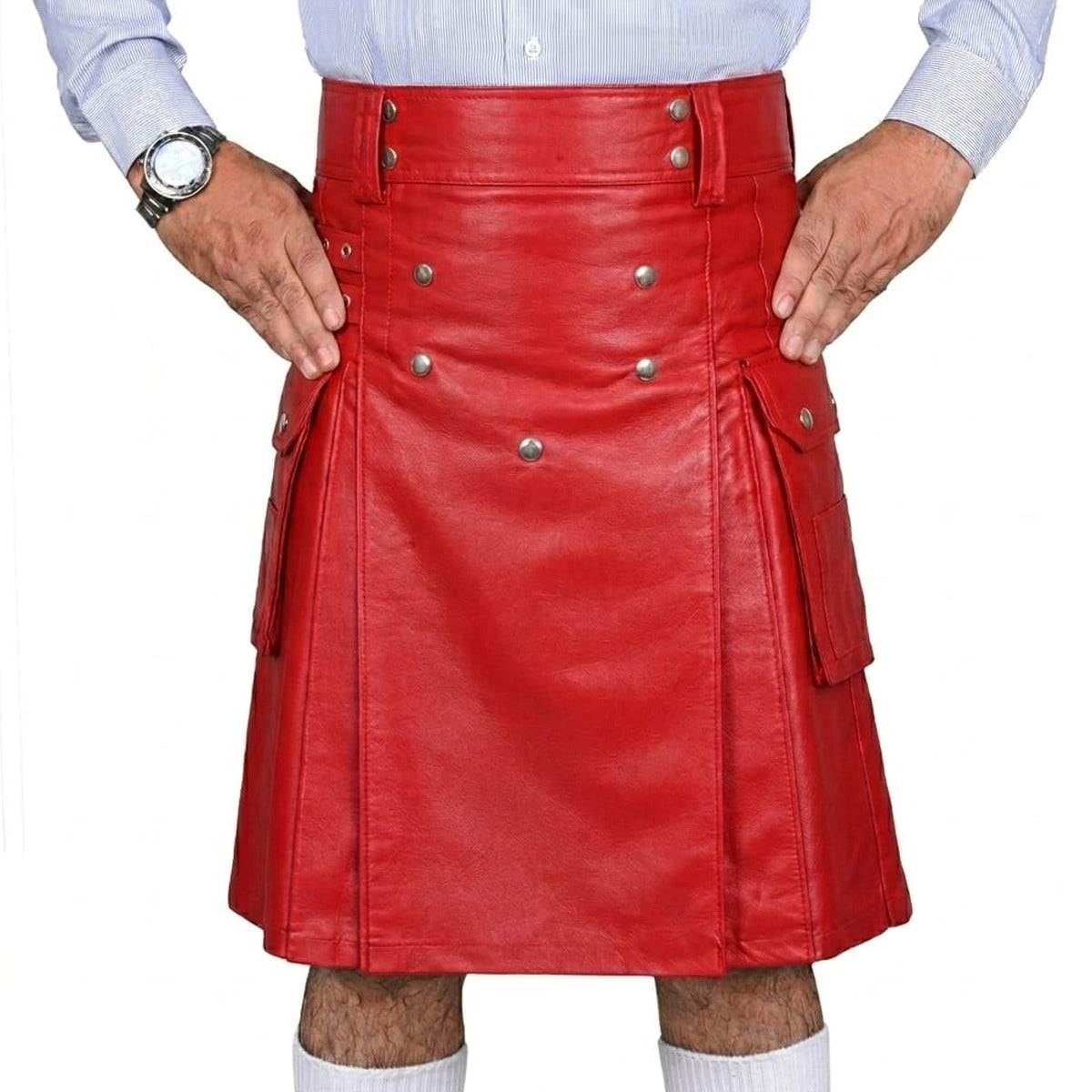 Red Leather Utility Kilt