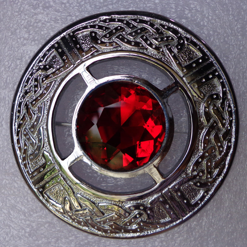 Red Stone Kilt Fly Plaid Brooch