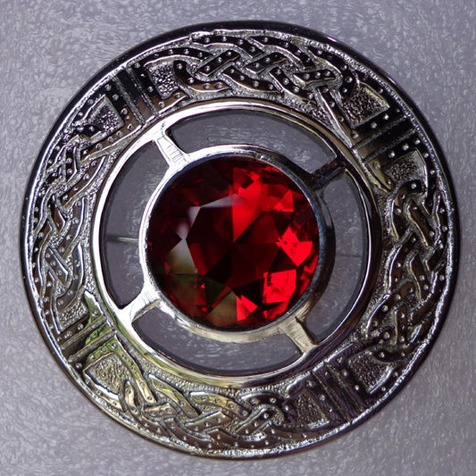 Red Stone Kilt Fly Plaid Brooch