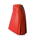Red Pleated Leather Kilt