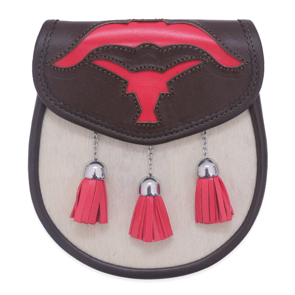 Red Scottish Kilt Semi Dress  Bull Leather Sporran