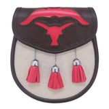 Red Scottish Kilt Semi Dress  Bull Leather Sporran
