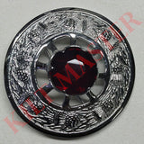 Red Stone Thistle Plaid Brooch - Elegant Accent for Attire
