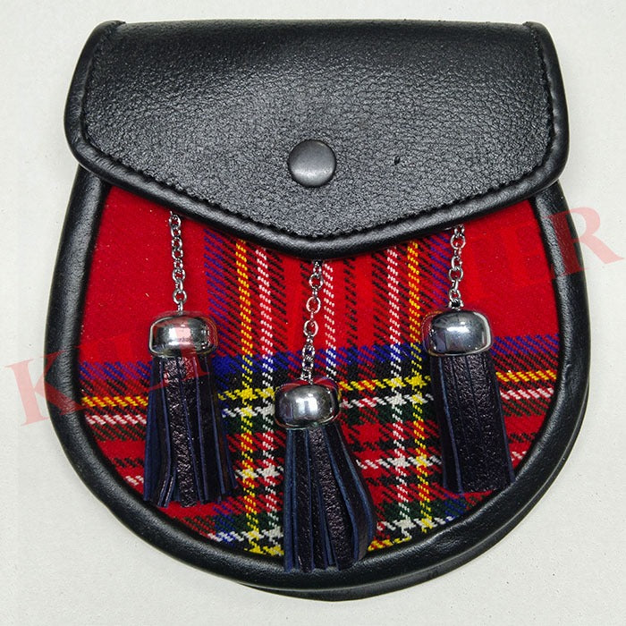 Royal Stewart Tartan Leather Sporran Front