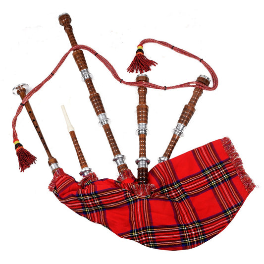Royal Stewart Tartan Natural Finish Scottish Bagpipe
