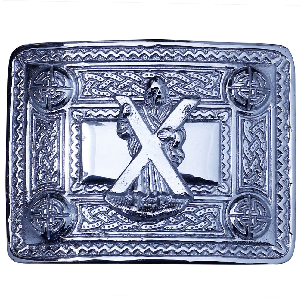 Saint Andrew Badge Chrome Kilt Belt Buckle