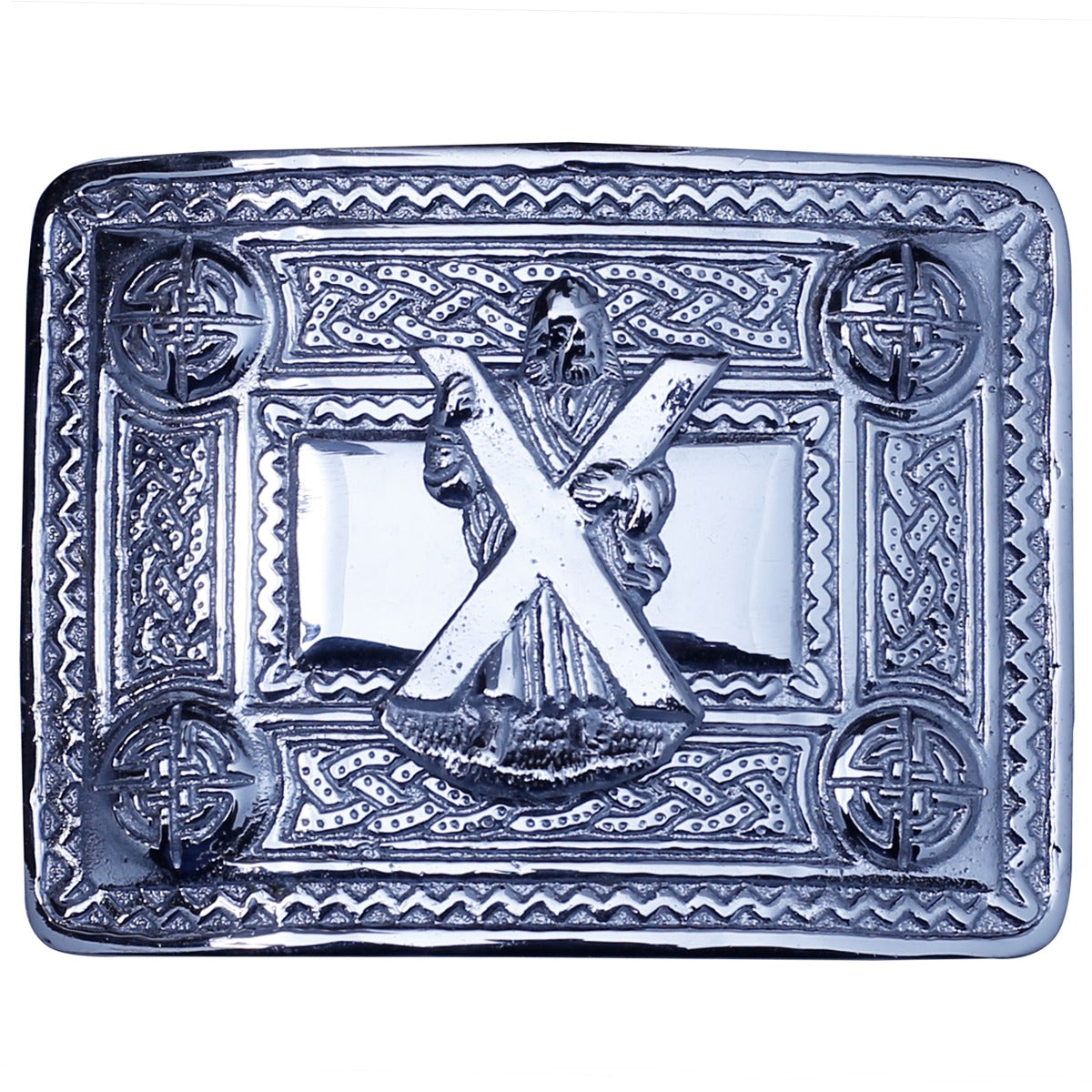 Saint Andrew Badge Chrome Kilt Belt Buckle