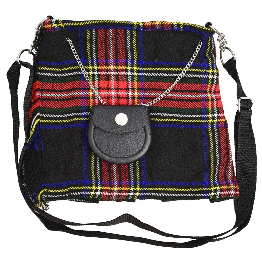 Scottish Black Stewart Tartan Ladies Hand Bag