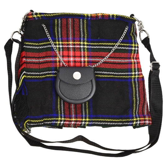 Scottish Black Stewart Tartan Ladies Hand Bag