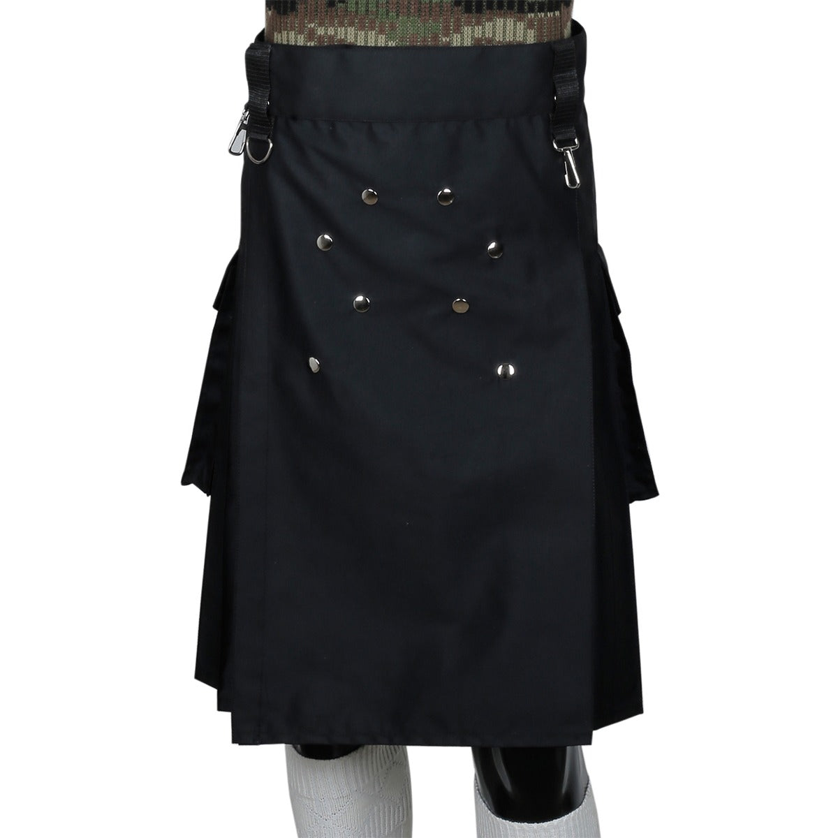 Scottish Black Utility Kilt Front