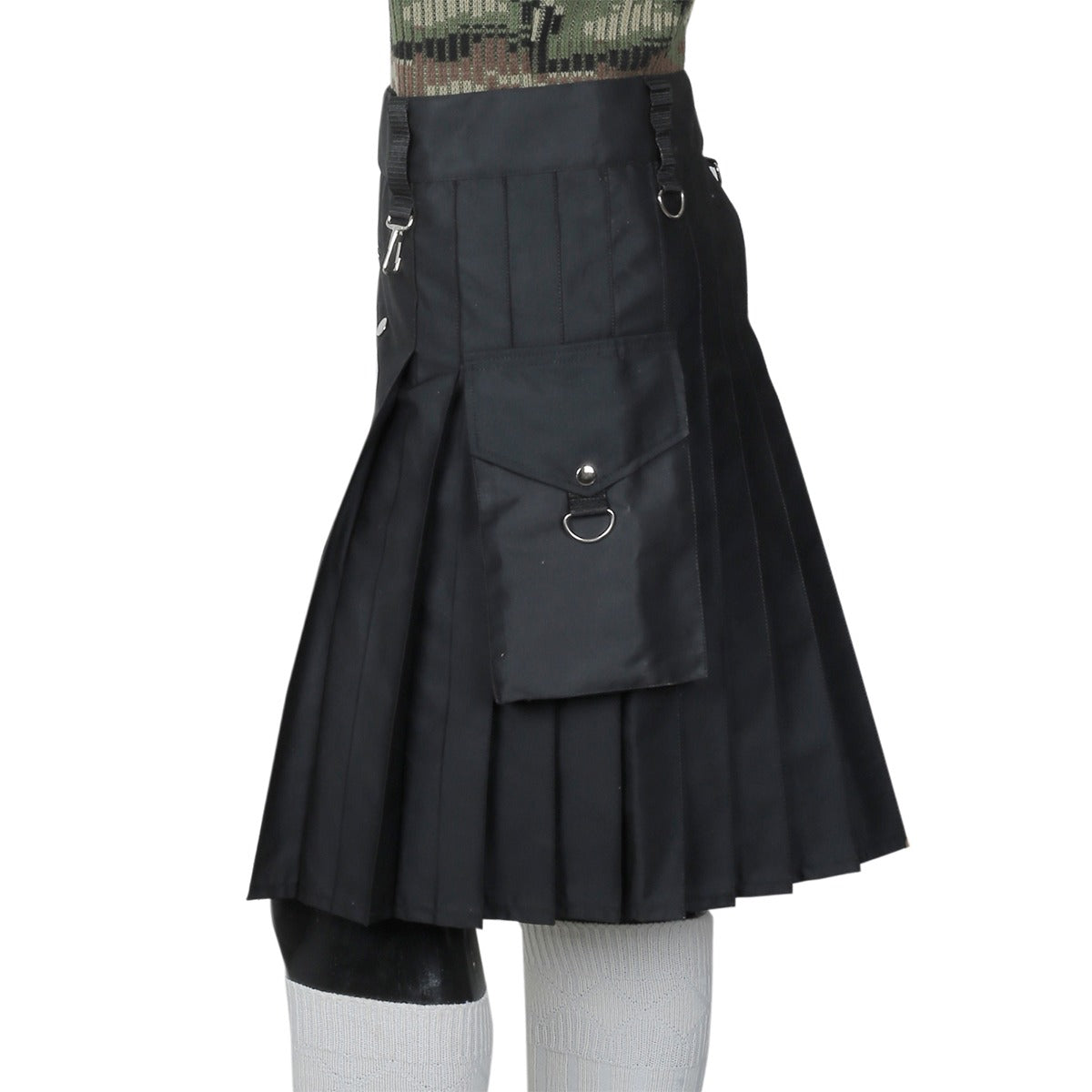 Scottish Black Utility Kilt Left