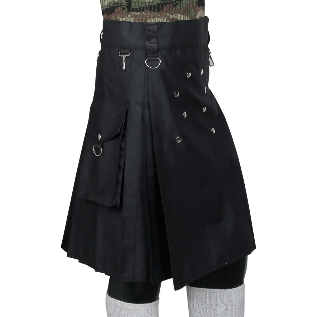 Scottish Black Utility Kilt Right