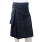 Scottish Black Utility Kilt with Leather Straps Right
