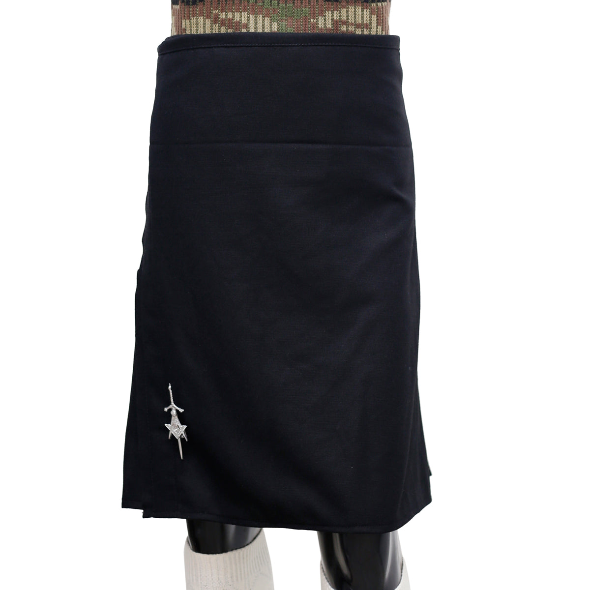 Scottish Black Wool Kilt Front