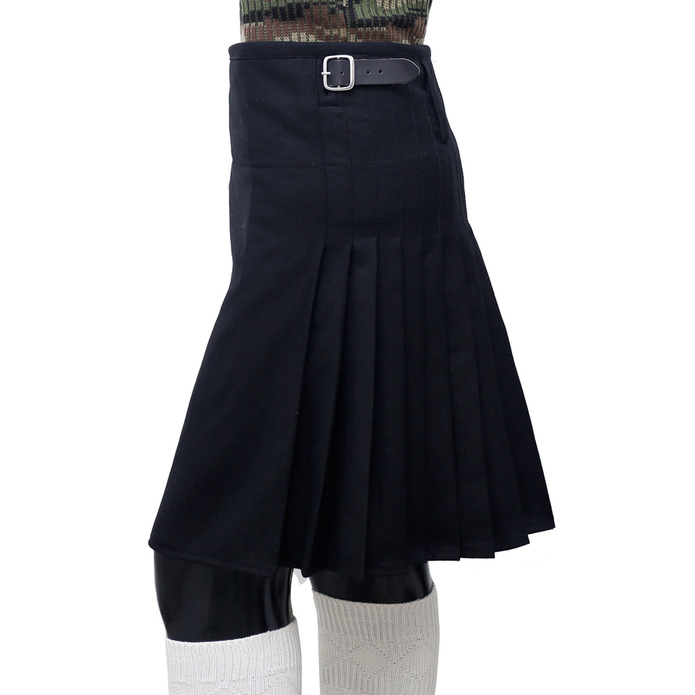 Scottish Black Wool Kilt Left