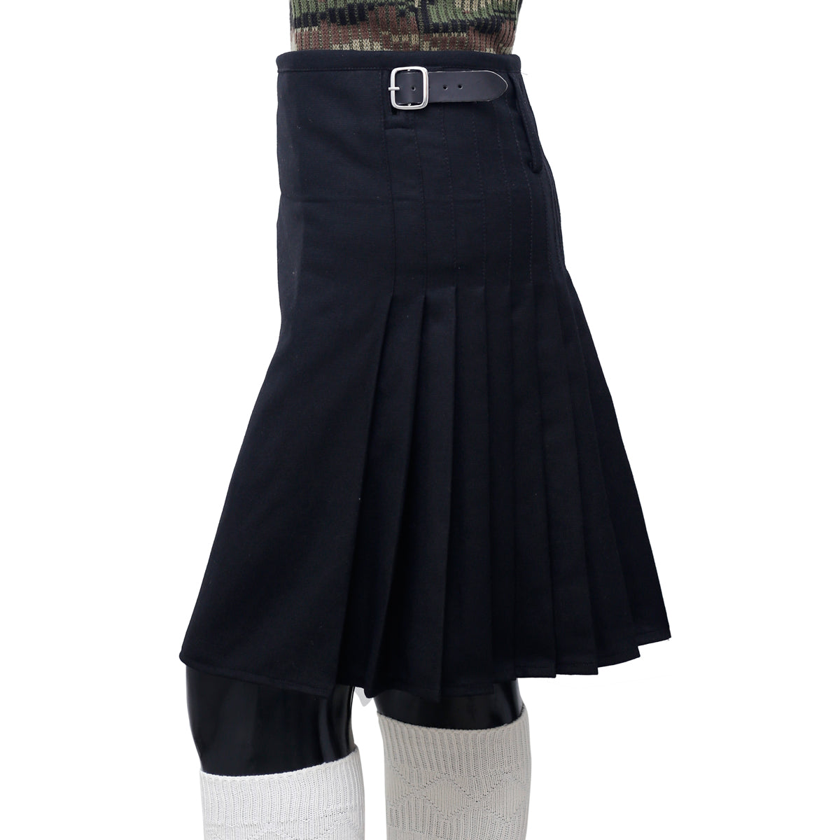 Scottish Black Wool Kilt Left