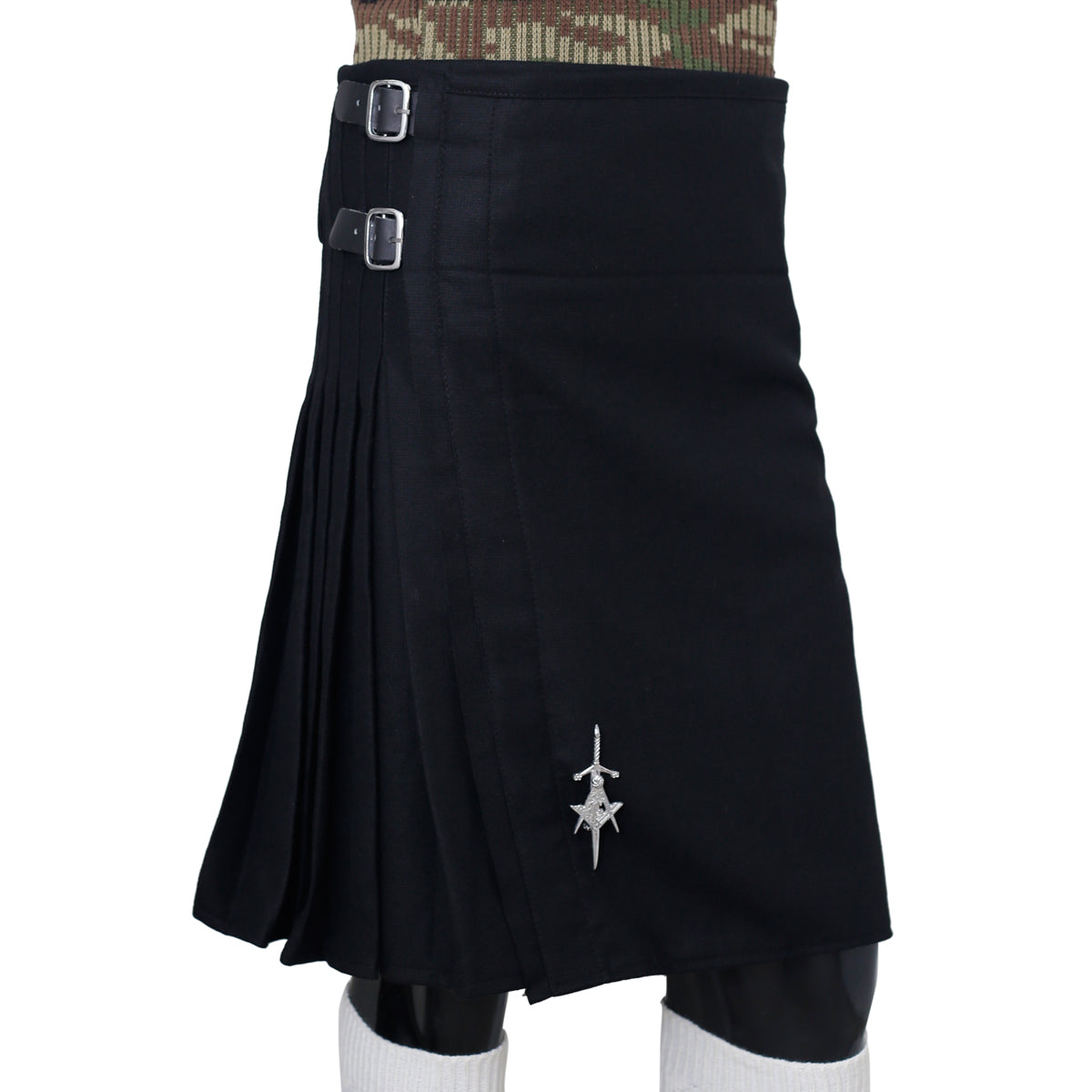 Scottish Black Wool Kilt Right