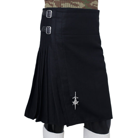 Scottish Black Wool Kilt Right