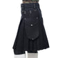 Scottish Black Working Kilt with Round Pocket Left