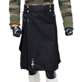 Scottish Black Working Kilt with Round Pocket