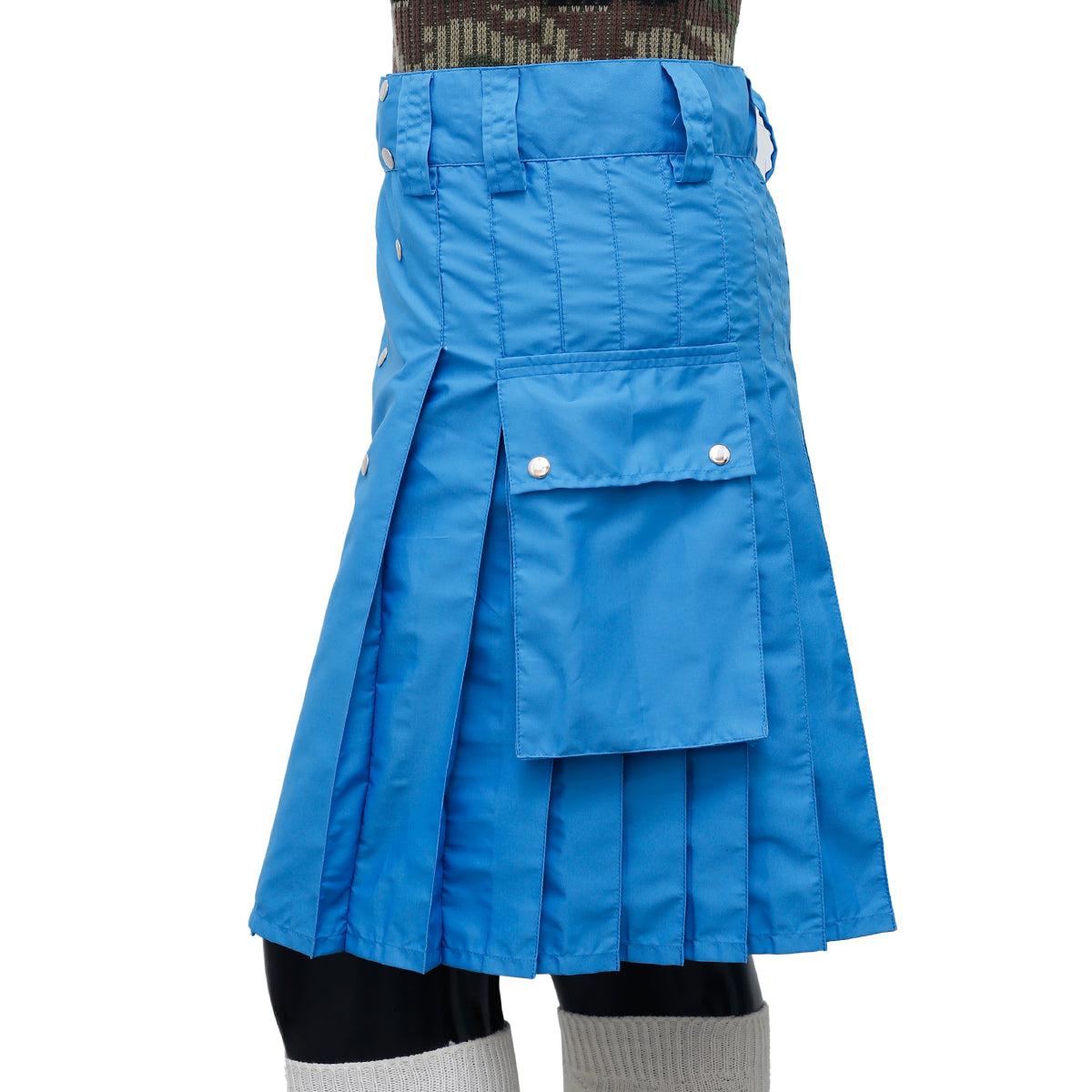 Scottish Blue Cargo Pocket Utility Kilt Left