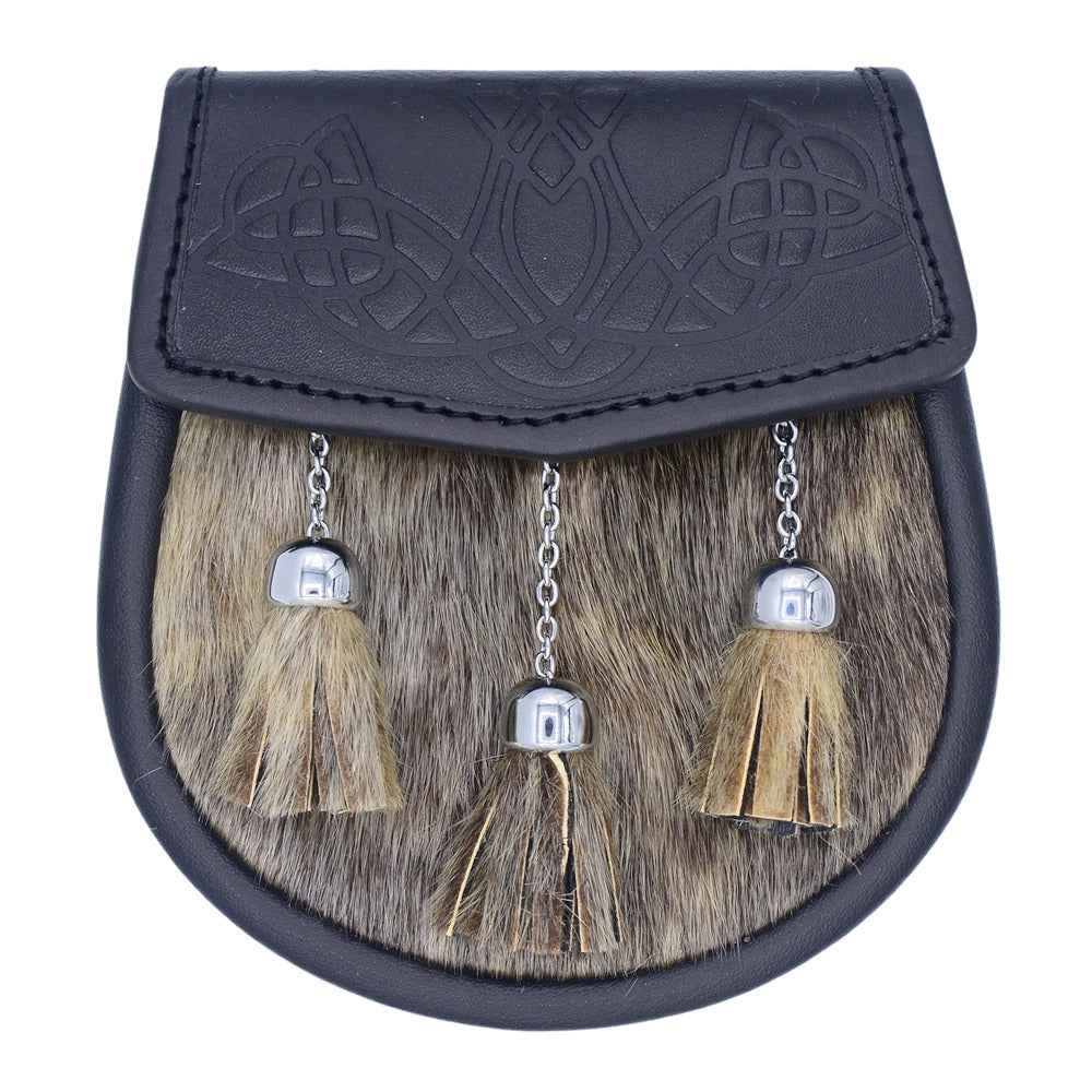 Scottish Celtic Design  Seal Skin Leather Kilt Sporran