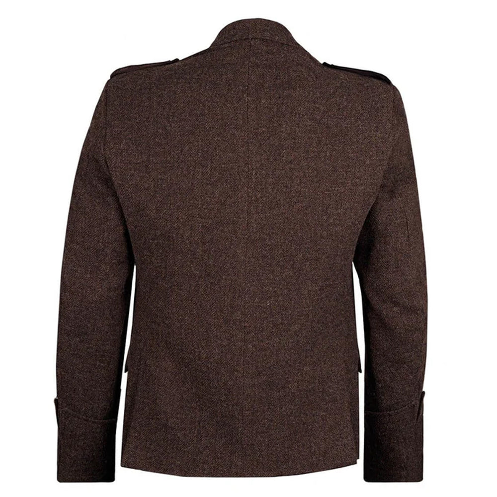 Scottish Dark Brown Tweed Argyle Jacket with Vest Back