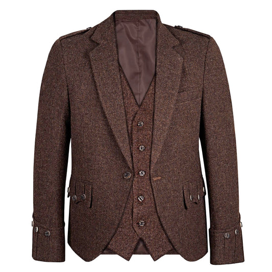 Scottish Dark Brown Tweed Argyle Jacket with Vest