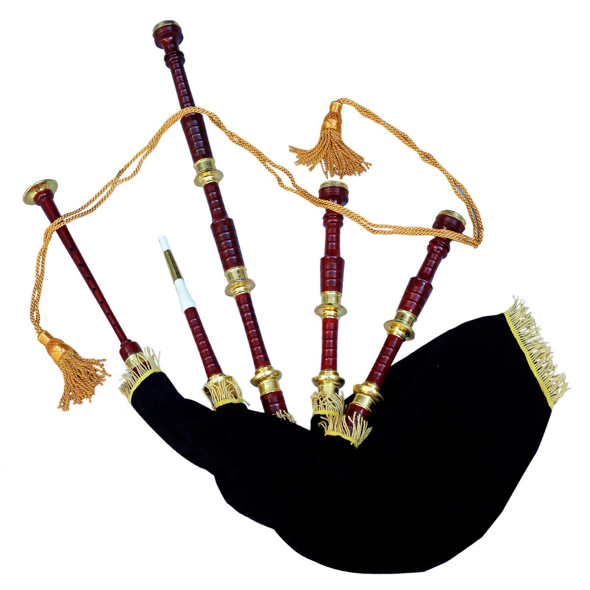 Scottish Great Highland Bagpipes Golden Engraved Mounts