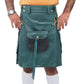 Scottish Green Real Leather Kilt