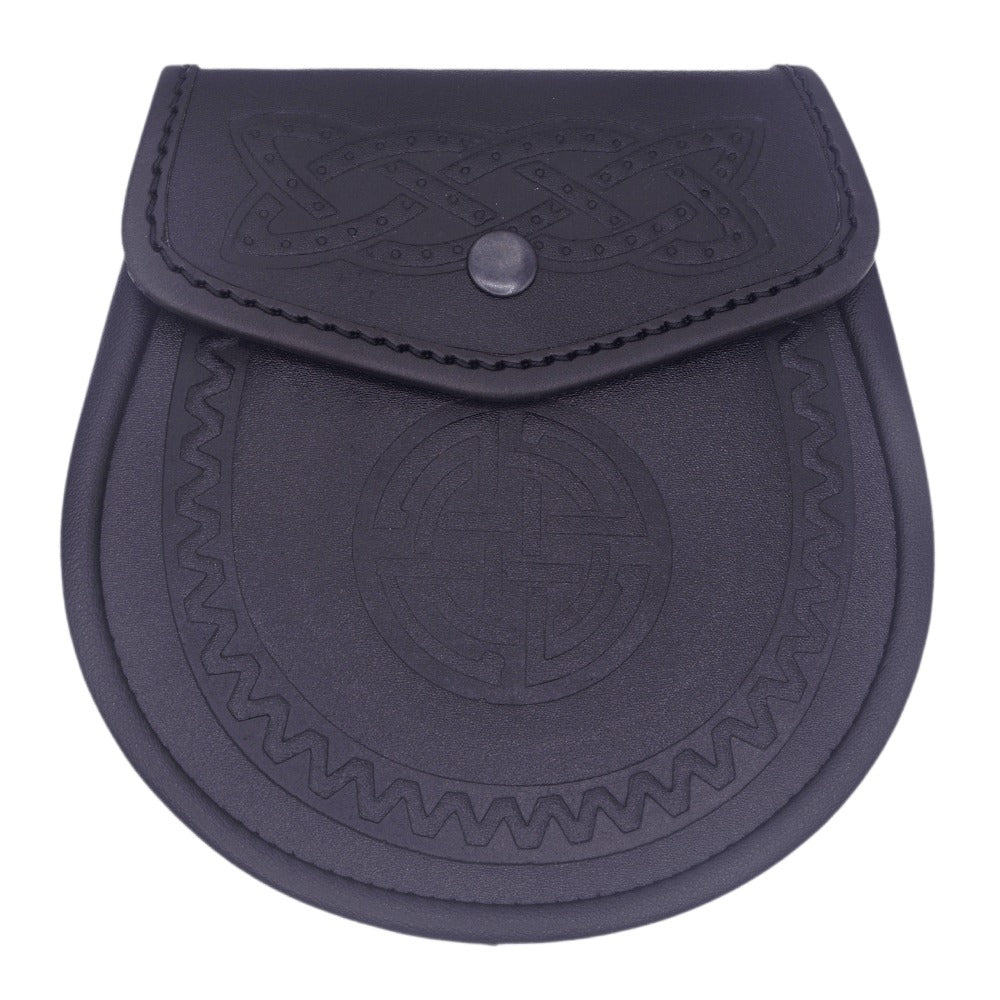 Scottish Highland Kilt Black Leather Sporran