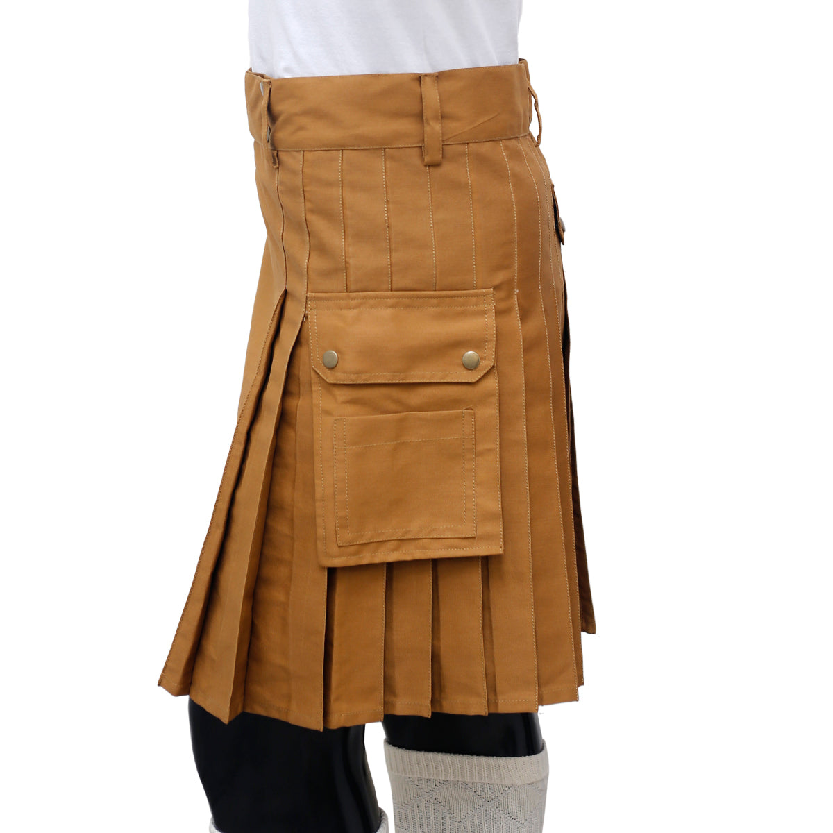 Scottish Khaaki Utility Kilt Left