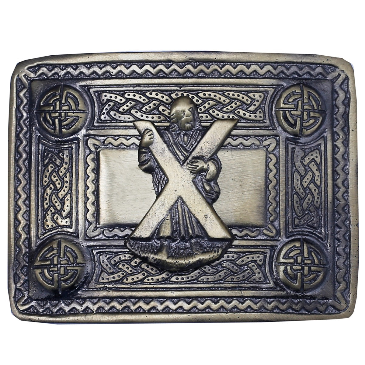 Scottish Kilt Belt Buckle with Saint Andrew Badge 
