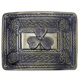 Scottish Kilt Belt Buckle with Shamrock Badge 