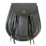 Black Leather Sporran of Rob Ray with Lace and Tassels
