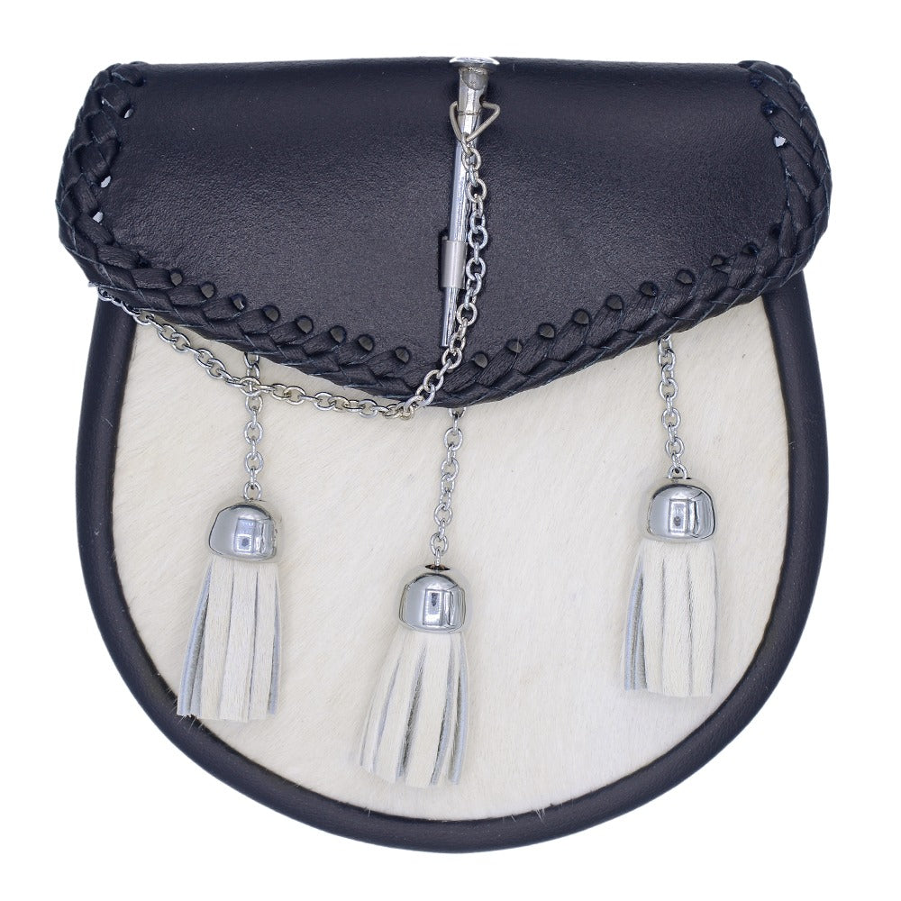 Scottish Leather Pin Drop Sporran with Tassels