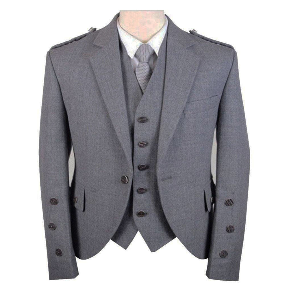 Scottish Light Grey Tweed Argyle Jacket with Vest