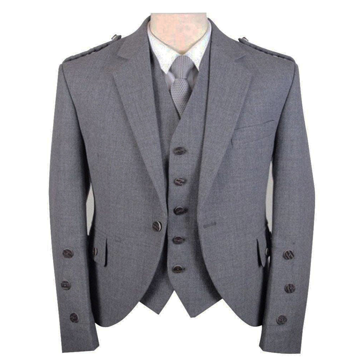 Scottish Light Grey Tweed Argyle Jacket with Vest
