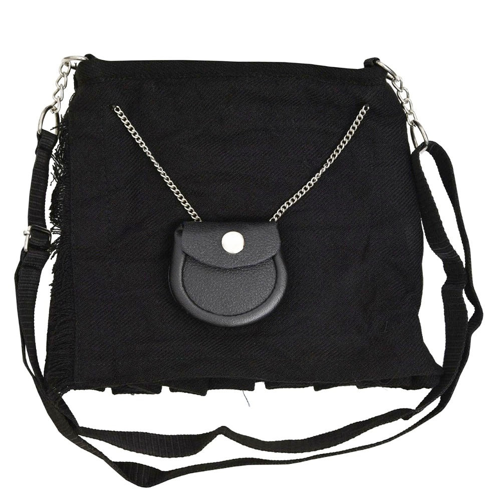 Scottish Plain Black Tartan Ladies Hand Bag