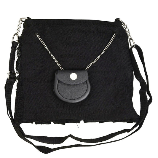 Scottish Plain Black Tartan Ladies Hand Bag