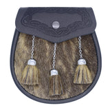 Scottish Seal Skin Leather Sporran with Three Tassels